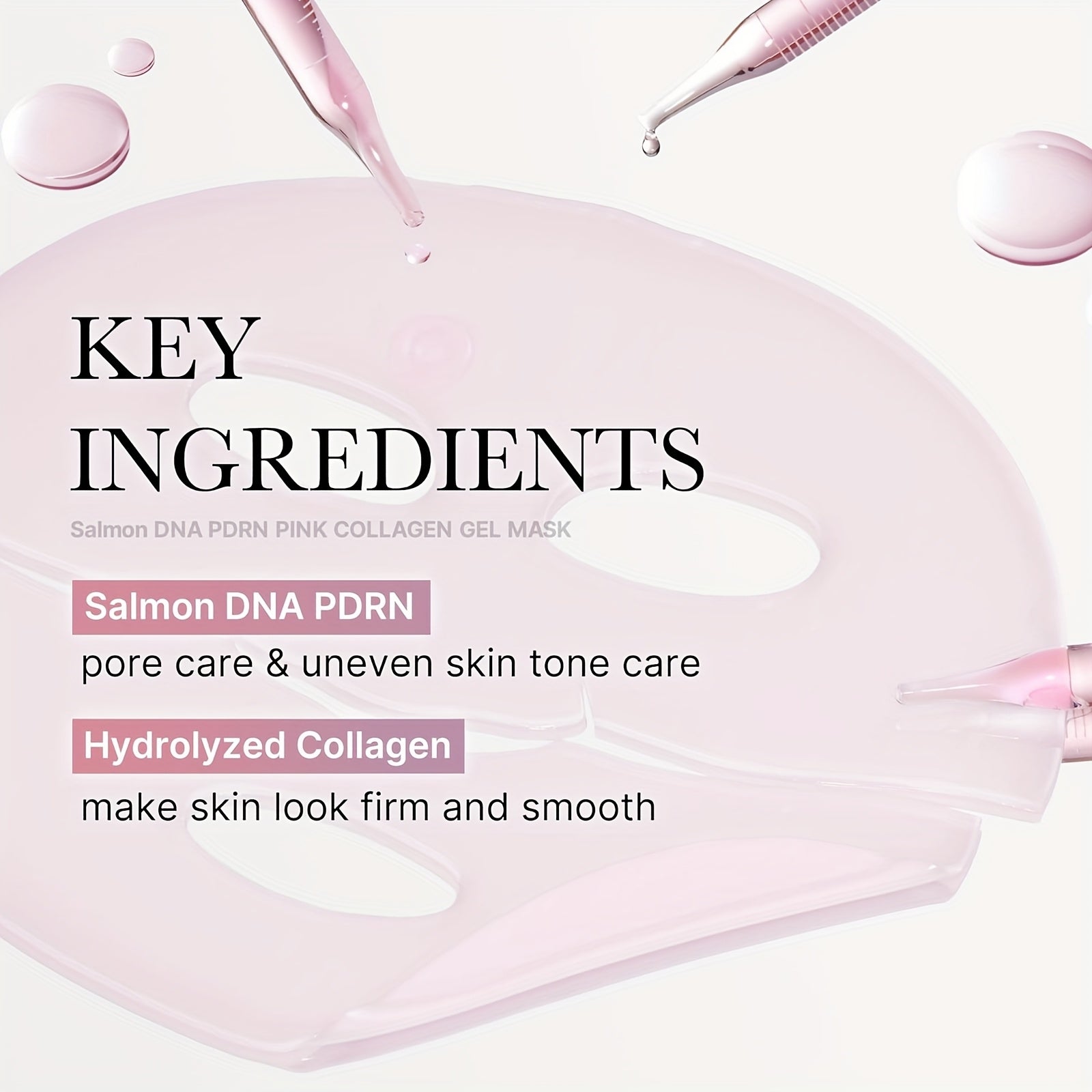 Salmon Pink Collagen Jelly Facial Mask -20pcs, Which Makes the Facial Skin More Moist, Firm, Bright, and Can Be Used Day and Night, Giving the Skin Luster, Rich in Salmon DNA, Suitable for All Skin Types