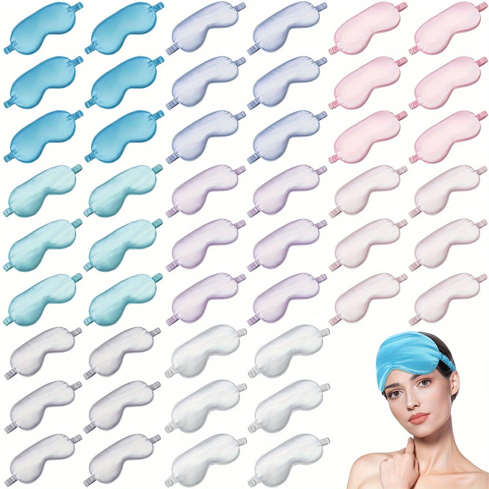 100pcs Silk Sleep Mask Eye Coverings for Sleeping Smooth Soft Eye Covers Mask with Elastic Strap for Sleeping Blocking Lights Travel Relax
