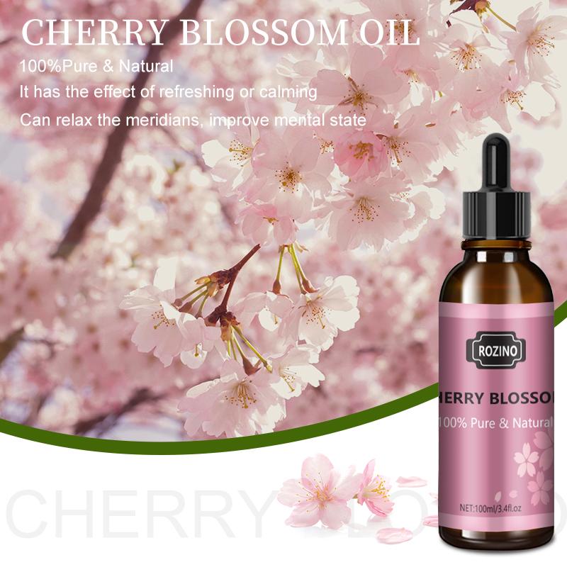 Rozino 100% Pure Natural Cherry Blossom Oil - Safe & Sustainable Curly Hair Treatment Blend for Haircare - 100ml Bottle