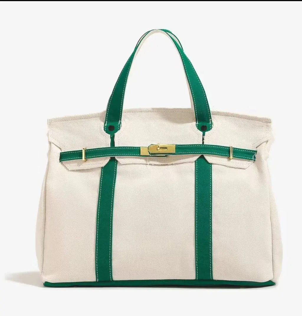 2026 New Arrival Canvas Tote Bag for Women Luxurious Niche Design Color-Blocked Handbag Spacious Commuter Tote Versatile Everyday Bag with Intentional Distressed Look & Lightweight Material