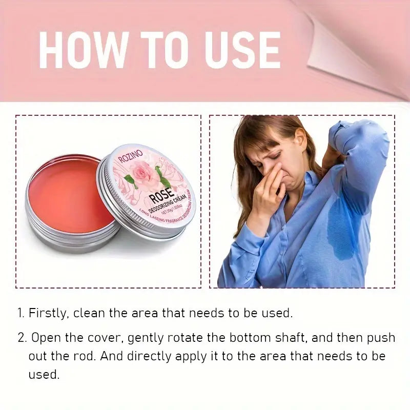 ROZINO Rose Deodorizing Cream | Long - lasting Fragrance, Say Goodbye to Odors, Awaken Confident Charm