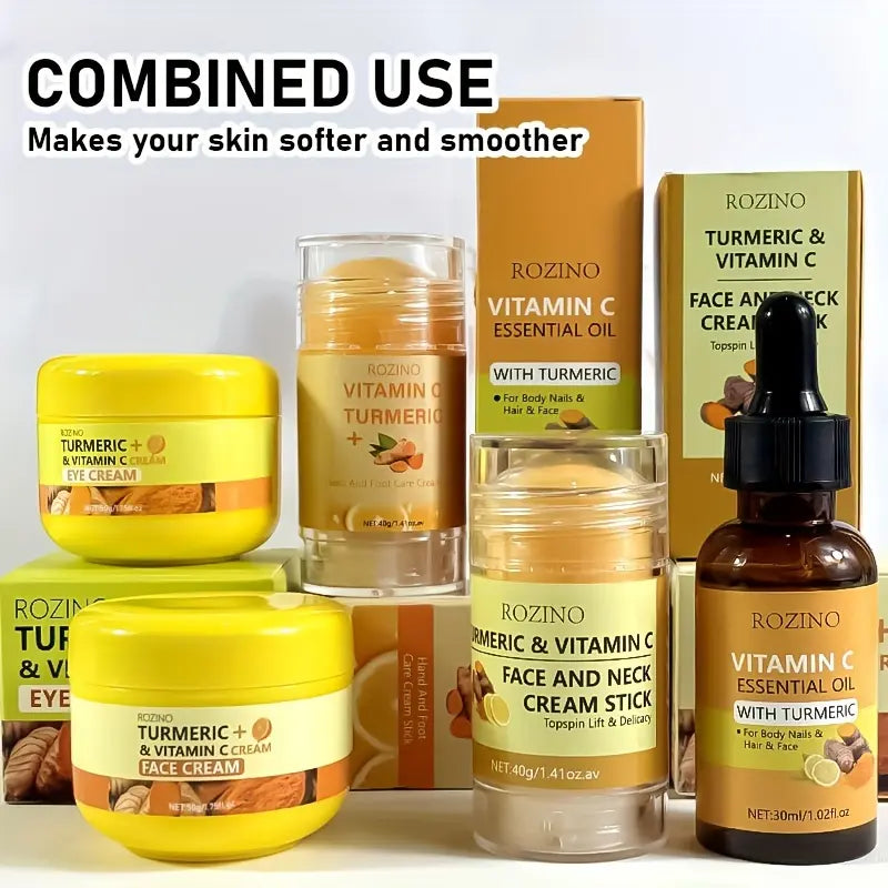 Glow Boosting Moisturizer- Anti-Aging, Reduce Acne, Dark Spot Remover, Hydrates & Controlling Oil & Refining Pores Turmeric Mask - Set of 5 (Turmeric Complete Set)