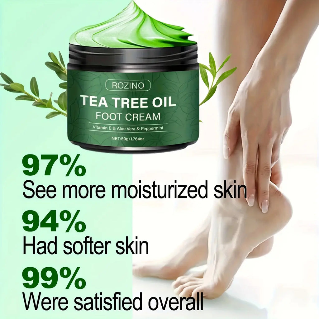 [Two sets]ROZINO Tea Tree Oil Foot Cream, Warming Cream —— Suitable for calluses, dry and cracked feet, hands, heels, elbows, nails and knees —— Softens and moisturizes the skin