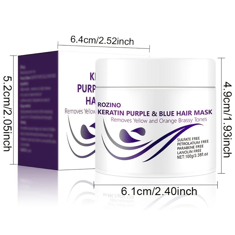 ROZINO Keratin Purple & Blue Hair Mask: Targeted Removal of Yellow and Orange Brassy Tones reusable  extensions