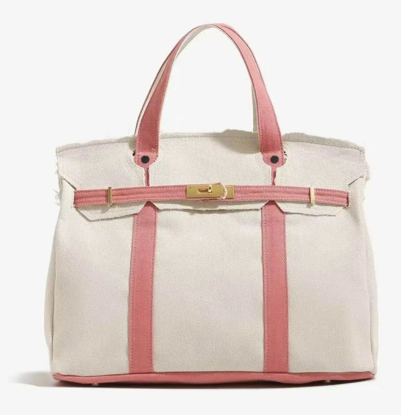 2026 New Arrival Canvas Tote Bag for Women Luxurious Niche Design Color-Blocked Handbag Spacious Commuter Tote Versatile Everyday Bag with Intentional Distressed Look & Lightweight Material