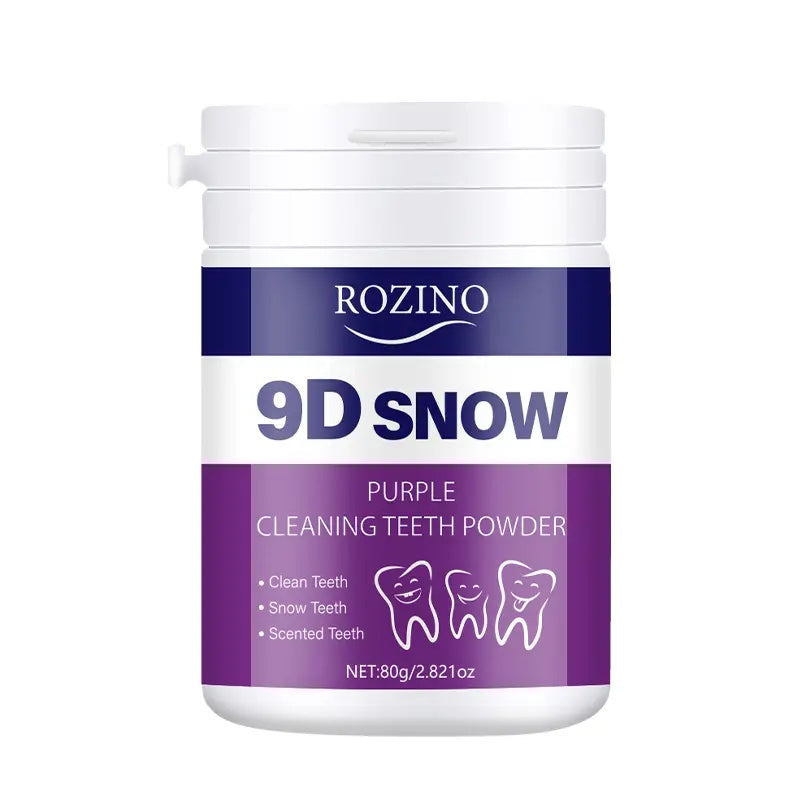 ROZINO 9D Snow Purple Cleaning Teeth Powder - Gentle Non-Irritating Formula for Fresh Breath & Strong Teeth Gums - 80g Single Item