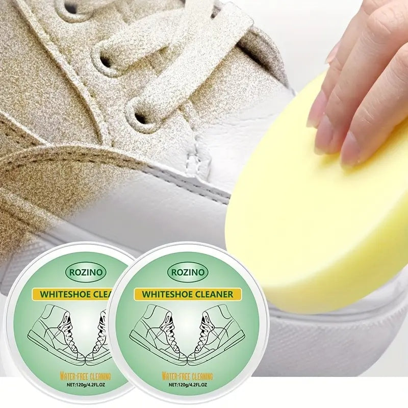 ROZINO White Shoe Cleaner with Surfactant Water-Free for Stain Removal & Brightening Anti-Pollution Dust Prevention 120g/4.2fl.oz